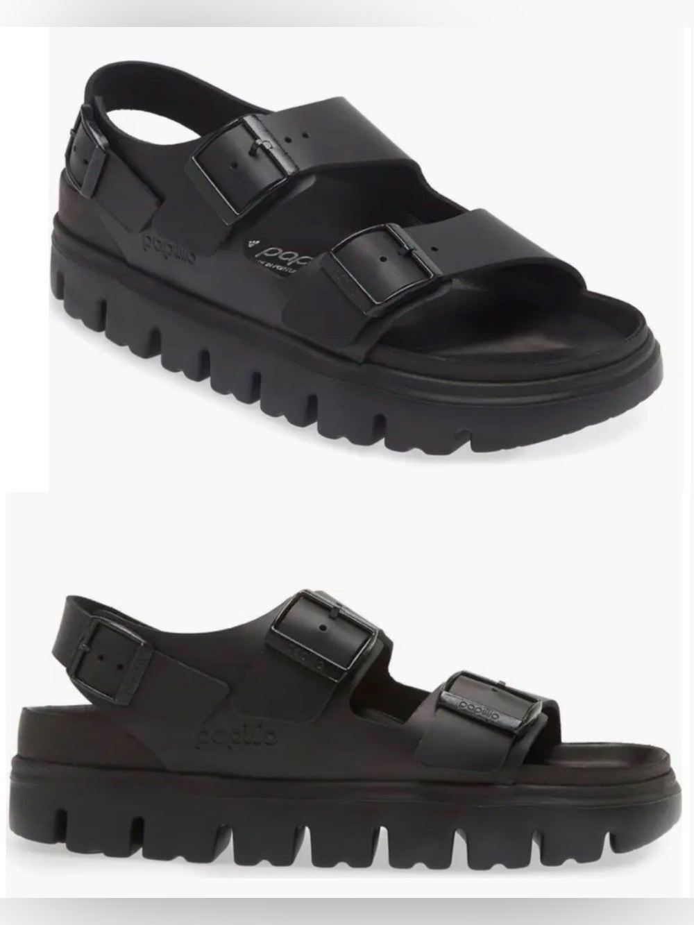Birkenstock chunky Milano Papillo Black  Two-Strap Sandals size 39/8